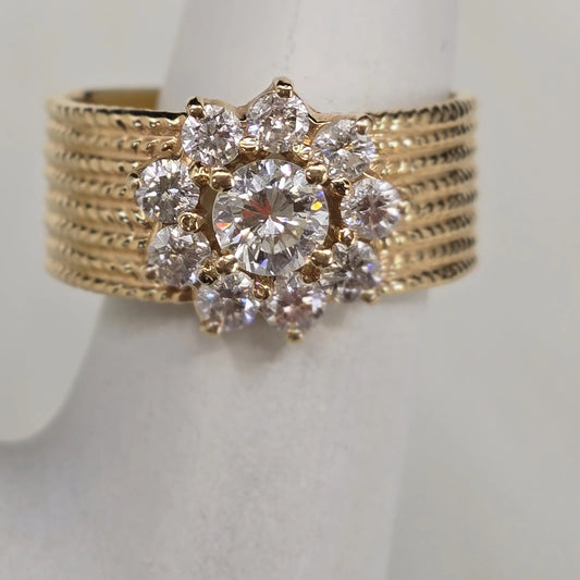 "Happy Anniversary" - 14k Floral Design Diamond Ring (Estate)