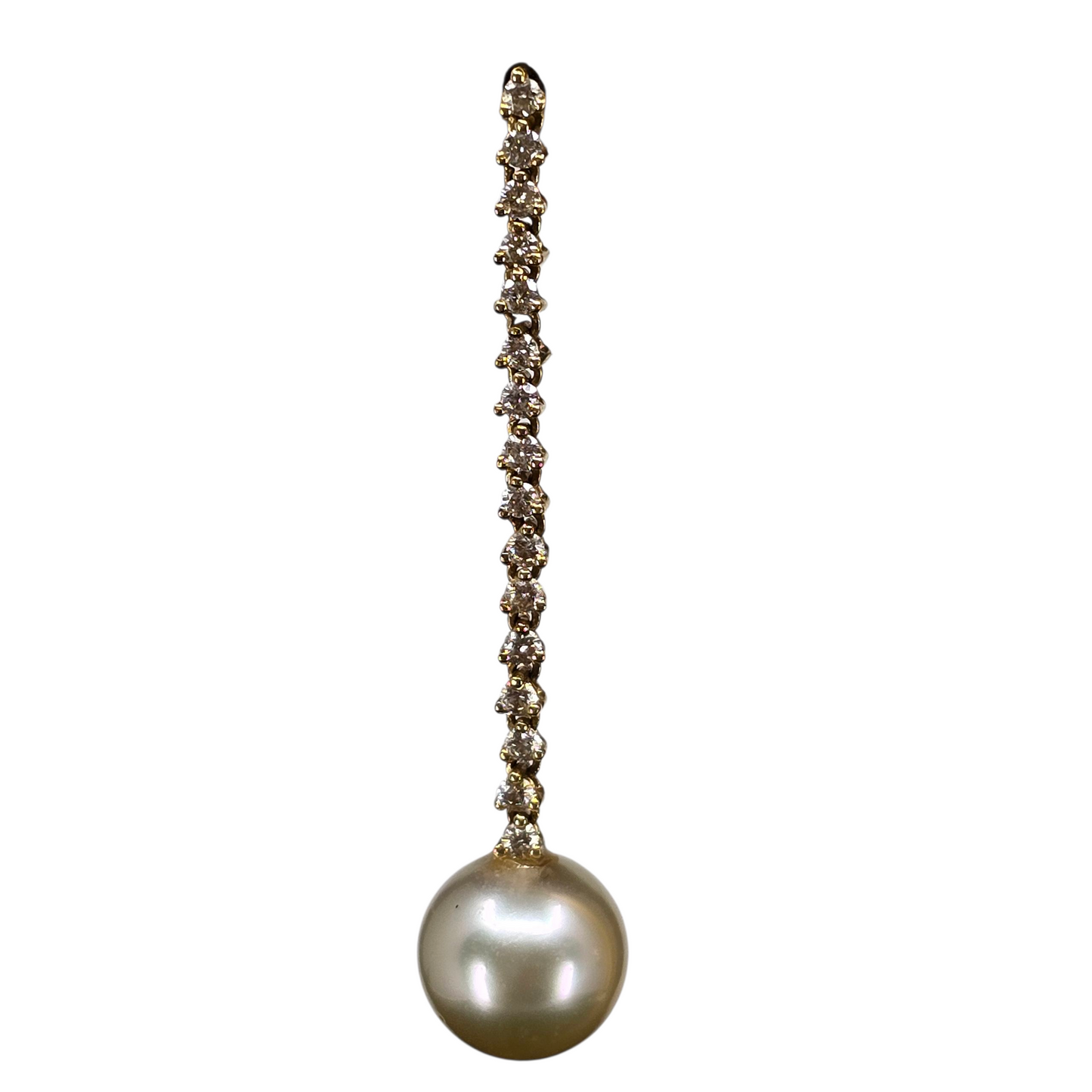 "Dinner at Per Se" - 10mm Golden South Sea Pearl and Diamond Earrings in 14k Gold