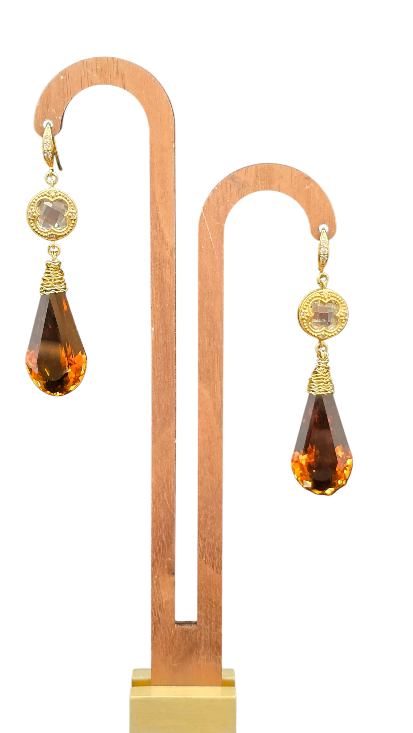 "Seasons Change" 28 Carat  Bi-Color Citrine Earrings in 18k Gold Vermeil