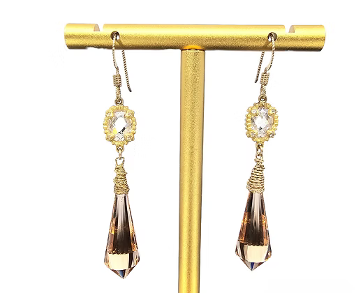 "Peaches & Cream" Fancy Morganite Gemstone Earrings in 14k Vermeil & White Zircon