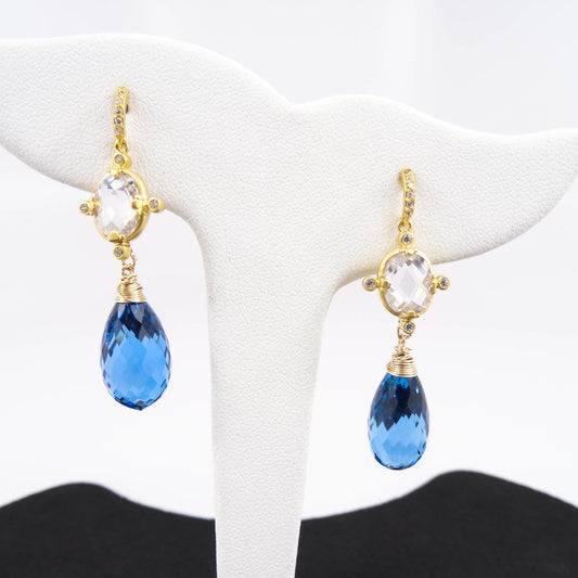 "Ocean View" 21 Carat London Blue Topaz Gemstone Earrings