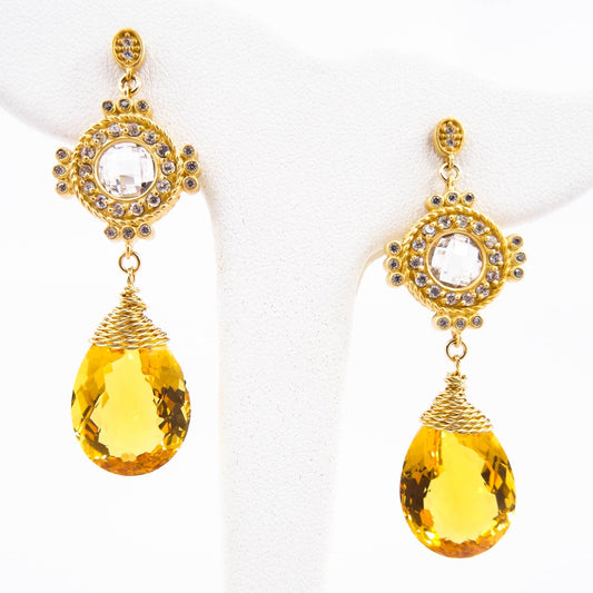"Worth the Complements" 29 Carat Pear Cut Lemon Citrine Earrings