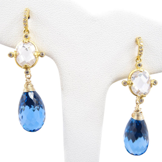 "Ocean View" 21 Carat London Blue Topaz Gemstone Earrings