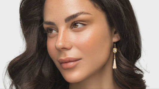 "Peaches & Cream" Fancy Morganite Gemstone Earrings in 14k Vermeil & White Zircon