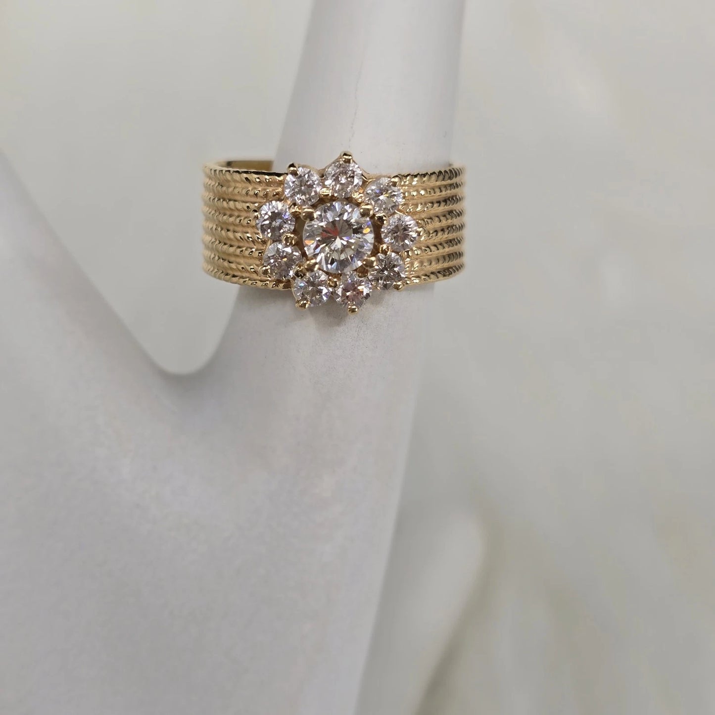 "Happy Anniversary" - 14k Floral Design Diamond Ring (Estate)